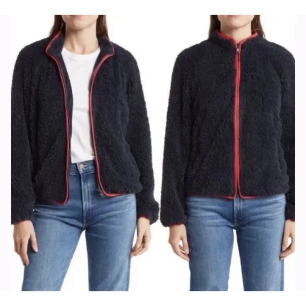 Mother Funnel Neck Zip Jacket Teatime Traveler Blue Nights NWT Small